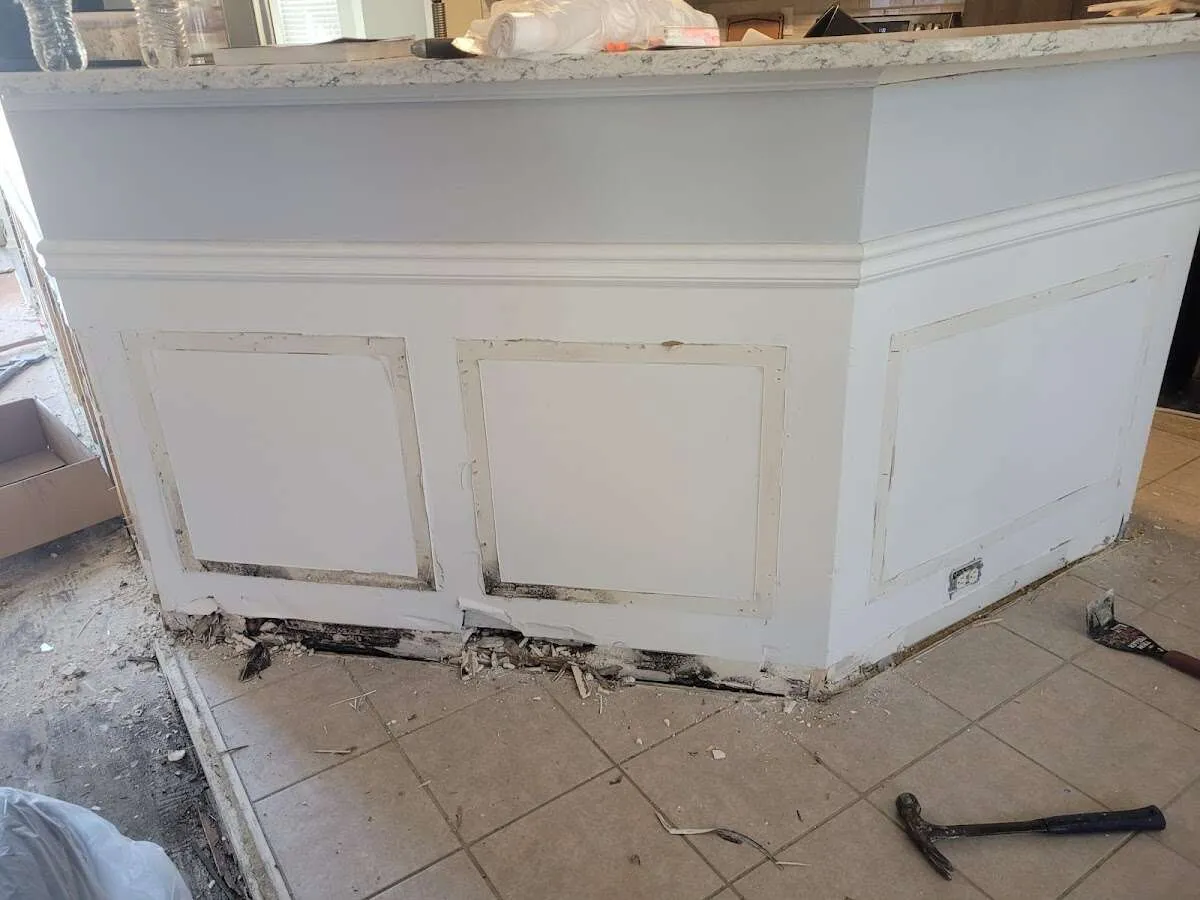 Water damage and mold on kitchen during Storm Damage Restoration in Deale